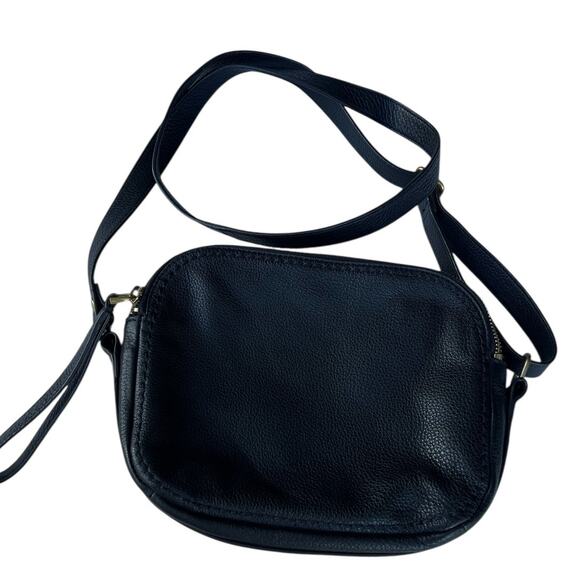 Fossil black small crossbody shoulder bag with double zipper compartments - Picture 1 of 10